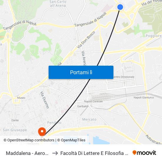 Maddalena - Aeropoto Civile to Facoltà Di Lettere E Filosofia Porta Di Massa map