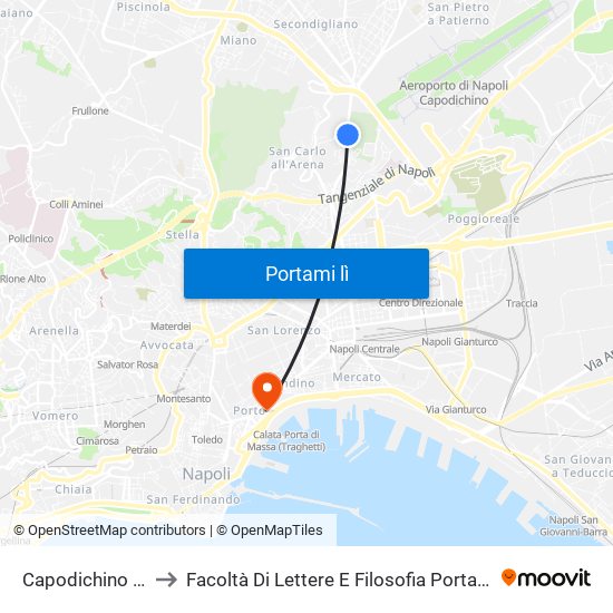 Capodichino - Feo to Facoltà Di Lettere E Filosofia Porta Di Massa map