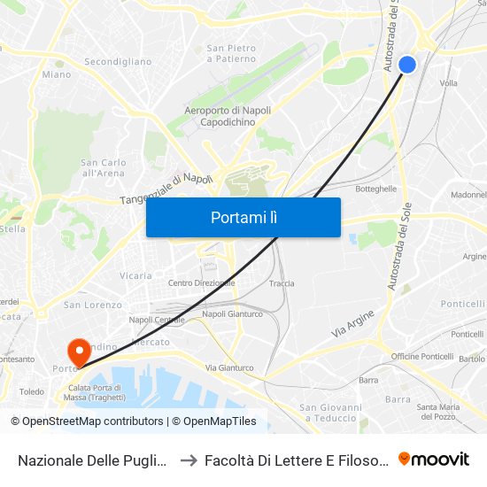 Nazionale Delle Puglie - Parco Platani to Facoltà Di Lettere E Filosofia Porta Di Massa map