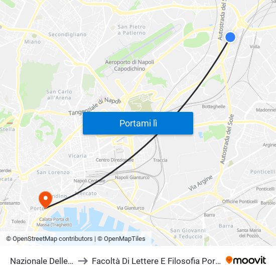 Nazionale Delle Puglie to Facoltà Di Lettere E Filosofia Porta Di Massa map