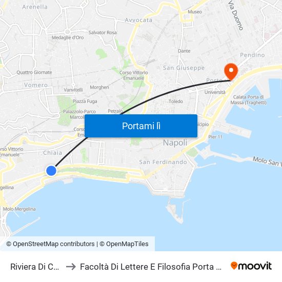 Riviera Di Chiaia to Facoltà Di Lettere E Filosofia Porta Di Massa map