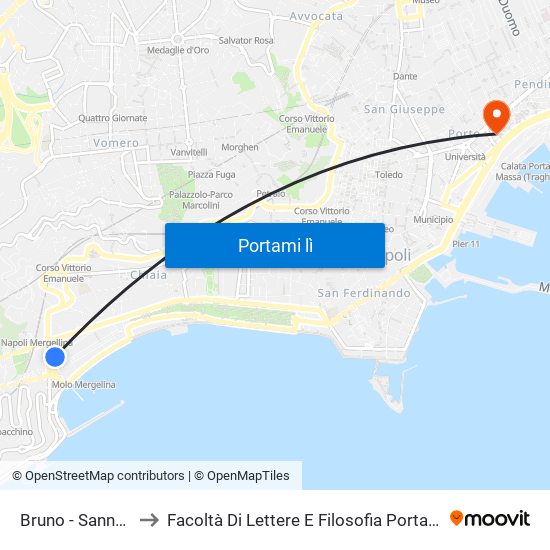 Bruno - Sannazaro to Facoltà Di Lettere E Filosofia Porta Di Massa map
