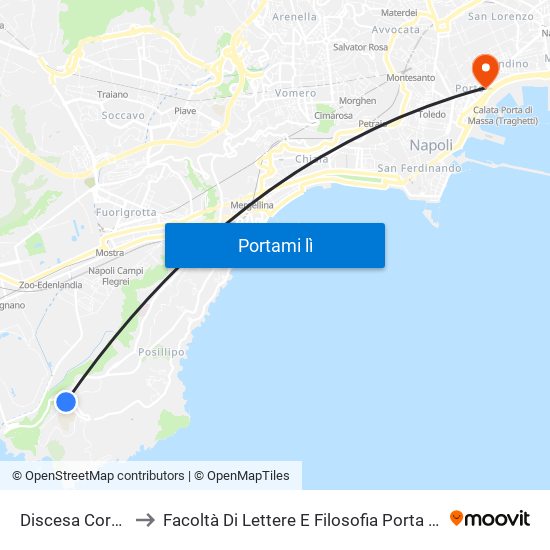 Discesa Coroglio to Facoltà Di Lettere E Filosofia Porta Di Massa map