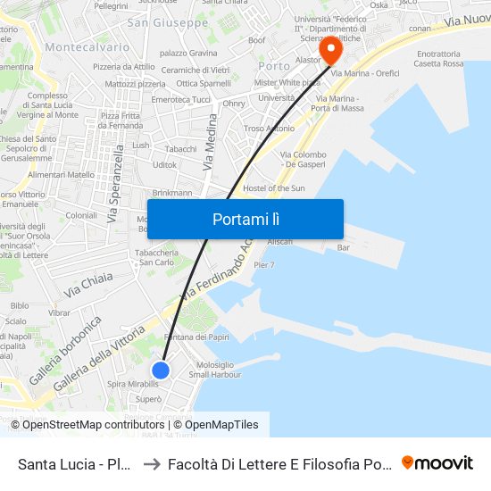 Santa Lucia - Plebiscito to Facoltà Di Lettere E Filosofia Porta Di Massa map