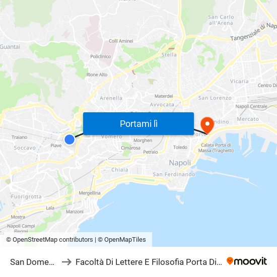 San Domenico to Facoltà Di Lettere E Filosofia Porta Di Massa map