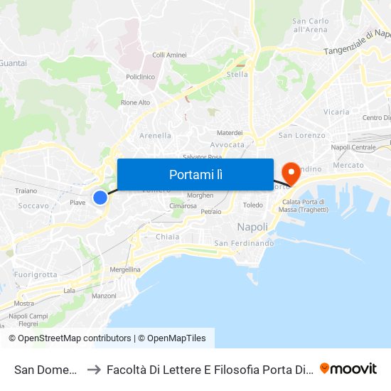 San Domenico to Facoltà Di Lettere E Filosofia Porta Di Massa map