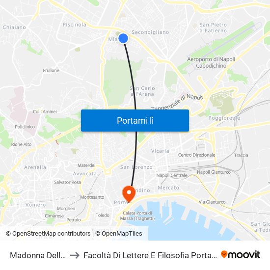 Madonna Dell'Arco to Facoltà Di Lettere E Filosofia Porta Di Massa map