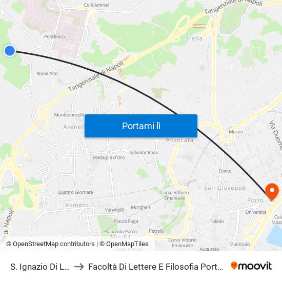 S. Ignazio Di Loyola to Facoltà Di Lettere E Filosofia Porta Di Massa map