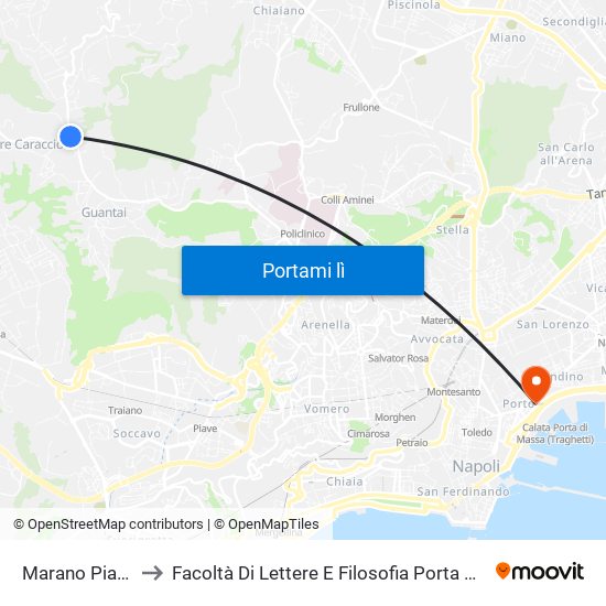 Marano Pianura to Facoltà Di Lettere E Filosofia Porta Di Massa map