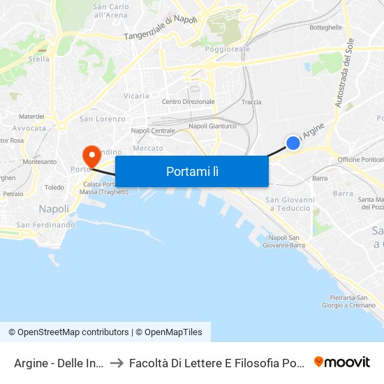 Argine - Delle Industrie to Facoltà Di Lettere E Filosofia Porta Di Massa map