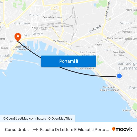 Corso Umberto I to Facoltà Di Lettere E Filosofia Porta Di Massa map