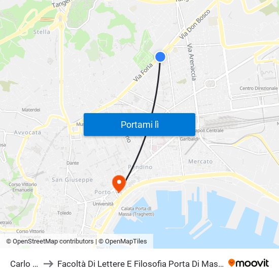 Carlo III to Facoltà Di Lettere E Filosofia Porta Di Massa map