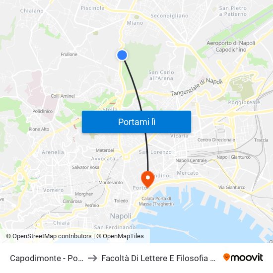 Capodimonte - Porta Miano to Facoltà Di Lettere E Filosofia Porta Di Massa map