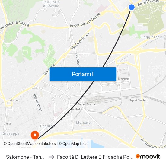 Salomone - Tangenziale to Facoltà Di Lettere E Filosofia Porta Di Massa map