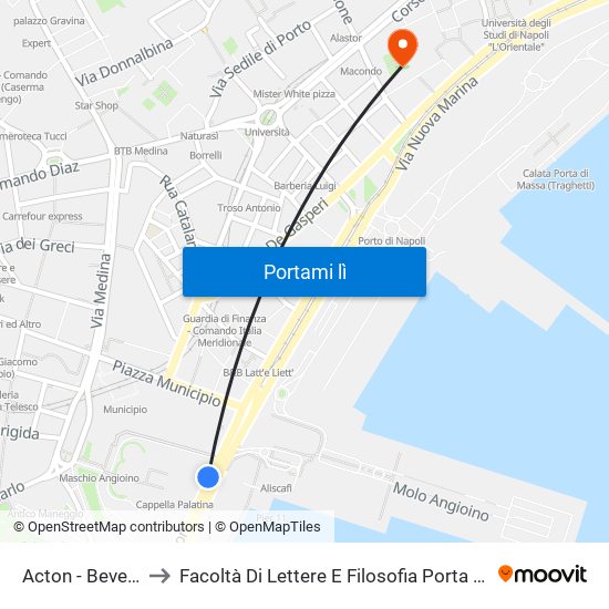 Acton - Beverello to Facoltà Di Lettere E Filosofia Porta Di Massa map