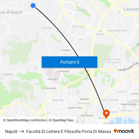 Napoli to Facoltà Di Lettere E Filosofia Porta Di Massa map