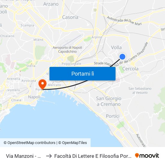 Via Manzoni - Edicola to Facoltà Di Lettere E Filosofia Porta Di Massa map