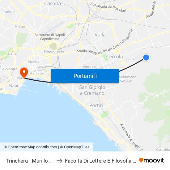 Trinchera - Murillo Di Trocchia to Facoltà Di Lettere E Filosofia Porta Di Massa map
