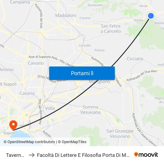 Tavernola to Facoltà Di Lettere E Filosofia Porta Di Massa map