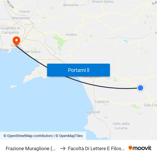 Frazione Muraglione (Grotte Di Pertosa) to Facoltà Di Lettere E Filosofia Porta Di Massa map