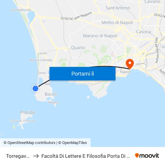 Torregaveta to Facoltà Di Lettere E Filosofia Porta Di Massa map