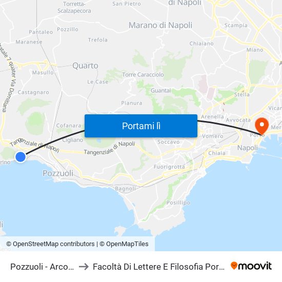 Pozzuoli - Arco Felice to Facoltà Di Lettere E Filosofia Porta Di Massa map