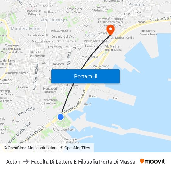 Acton to Facoltà Di Lettere E Filosofia Porta Di Massa map