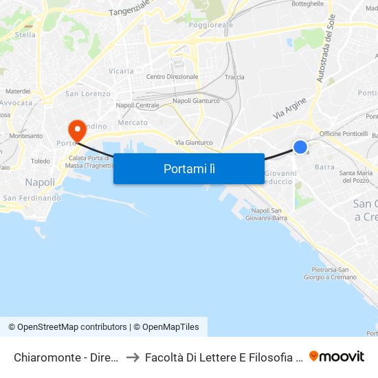 Chiaromonte - Direzione Barra to Facoltà Di Lettere E Filosofia Porta Di Massa map