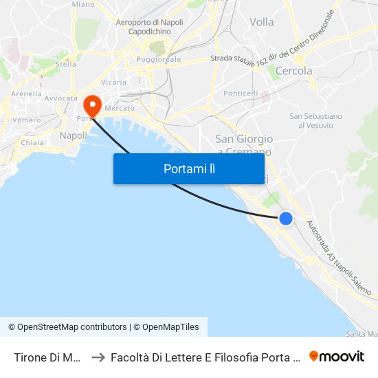 Tirone Di Moccia to Facoltà Di Lettere E Filosofia Porta Di Massa map