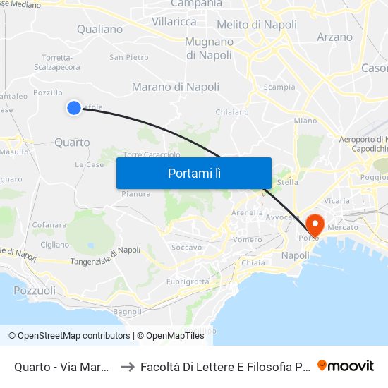 Quarto - Via Marmolito, 37 to Facoltà Di Lettere E Filosofia Porta Di Massa map