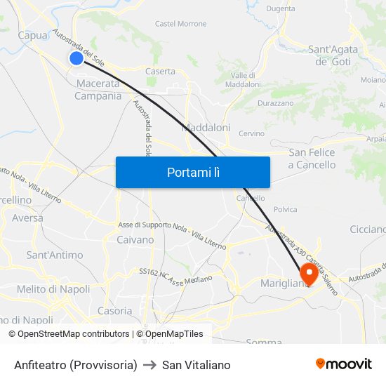 Anfiteatro (Provvisoria) to San Vitaliano map