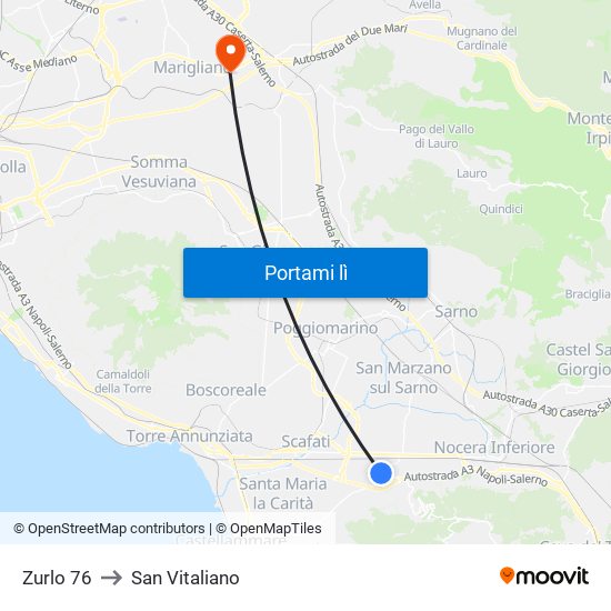 Zurlo 76 to San Vitaliano map