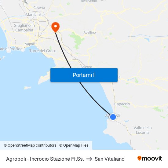 Agropoli - Incrocio Stazione Ff.Ss. to San Vitaliano map