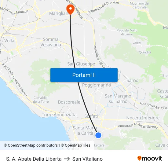 S. A. Abate Della Liberta to San Vitaliano map