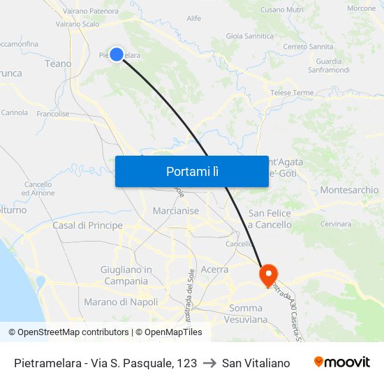 Pietramelara - Via S. Pasquale, 123 to San Vitaliano map