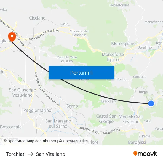 Torchiati to San Vitaliano map
