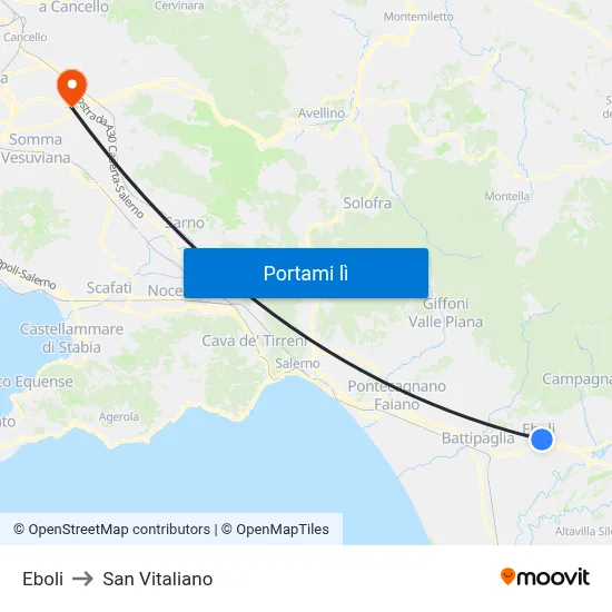 Eboli to San Vitaliano map