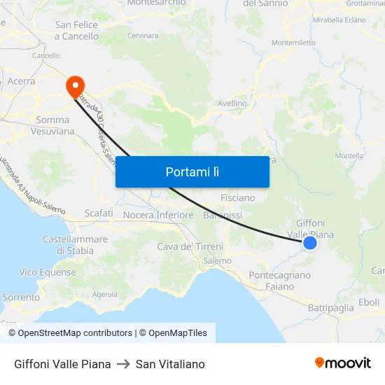 Giffoni Valle Piana to San Vitaliano map