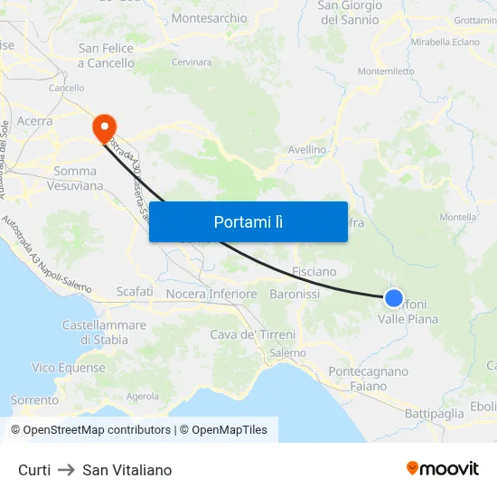 Curti to San Vitaliano map