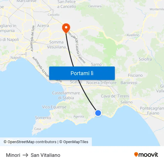 Minori to San Vitaliano map