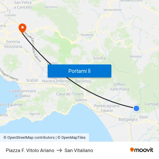 Piazza F. Vitolo Ariano to San Vitaliano map