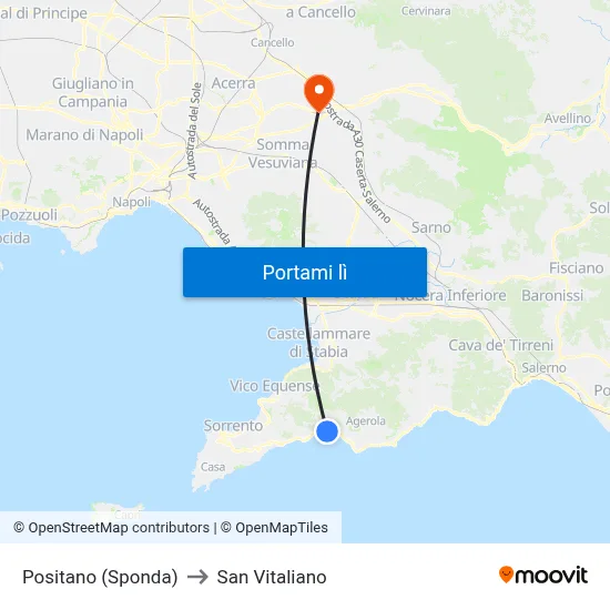 Positano (Sponda) to San Vitaliano map