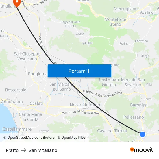 Fratte to San Vitaliano map