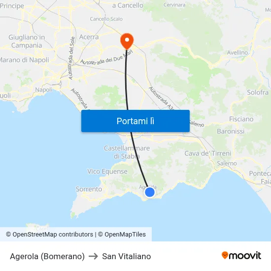 Agerola (Bomerano) to San Vitaliano map