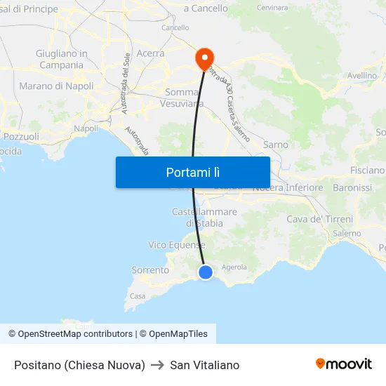 Positano (Chiesa Nuova) to San Vitaliano map