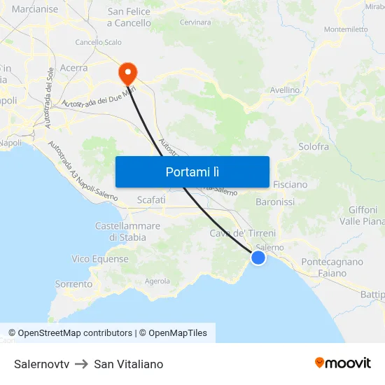 Salernovtv to San Vitaliano map