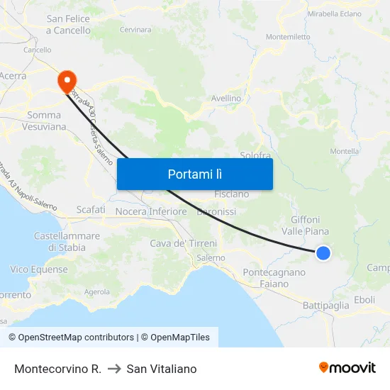 Montecorvino R. to San Vitaliano map