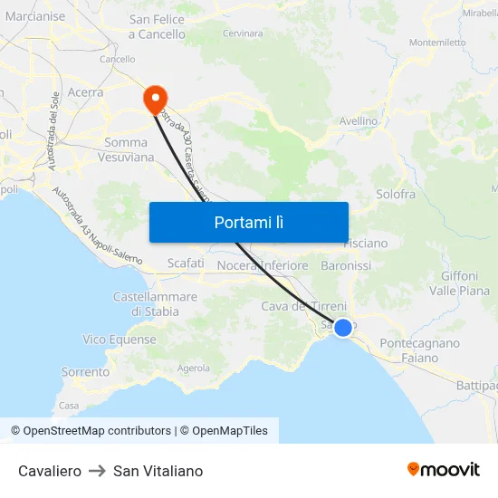 Cavaliero to San Vitaliano map