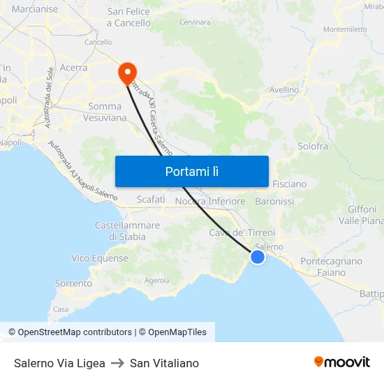Salerno Via Ligea to San Vitaliano map