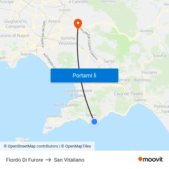 Fiordo Di Furore to San Vitaliano map